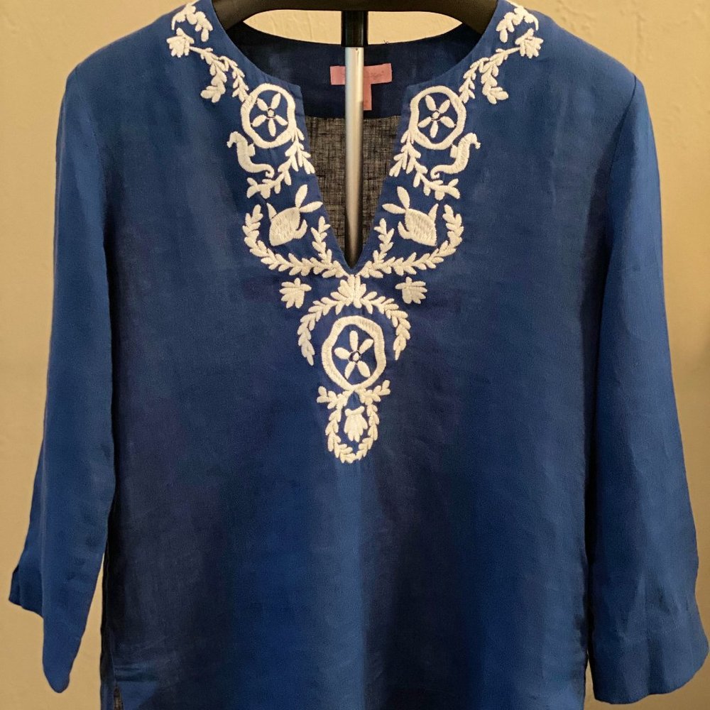 Lilly Pulitzer Amelia Island Linen Tunic Style Top